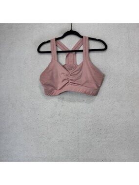 Handful Sports Bra Womens XL Pink Ruched Racerback Wireless Yoga Athletic Top